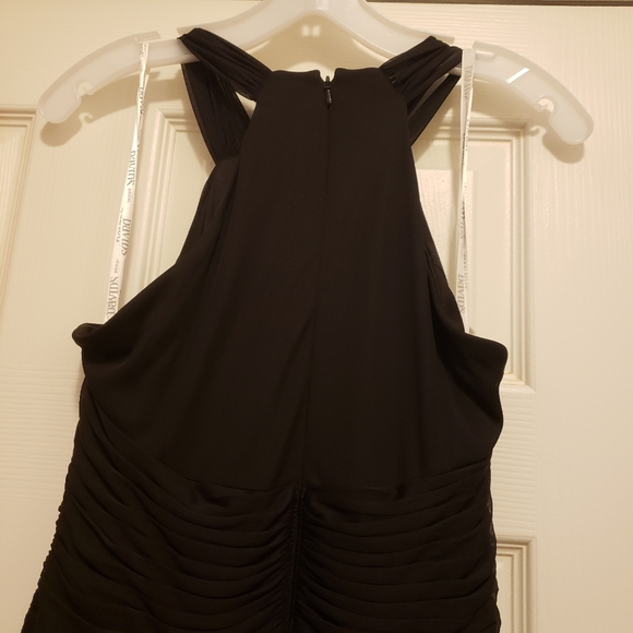 David's Bridal High Neck Mesh Halter Long Dress - Picture 6 of 10